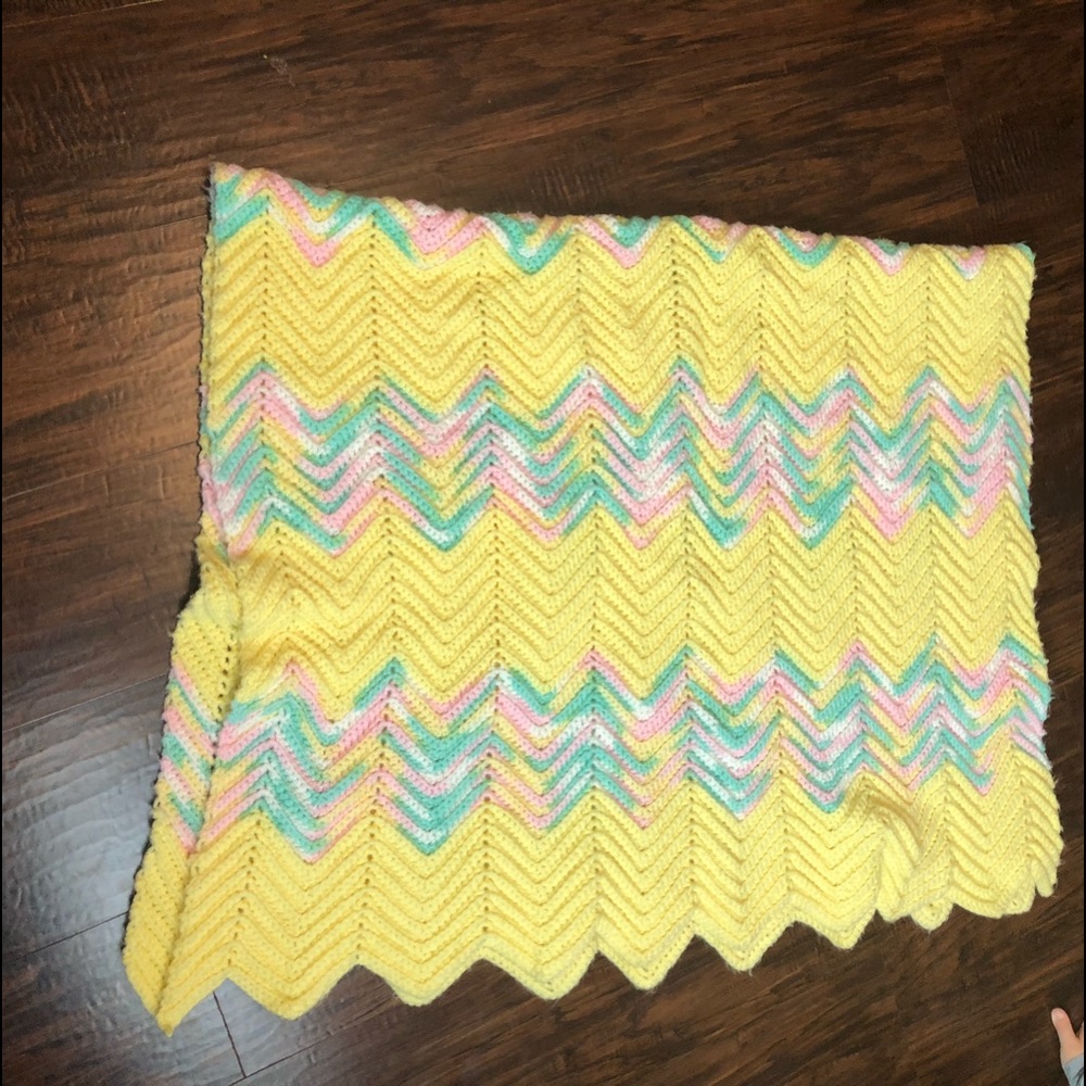 Vintage Handmade Knitted Baby Blanket